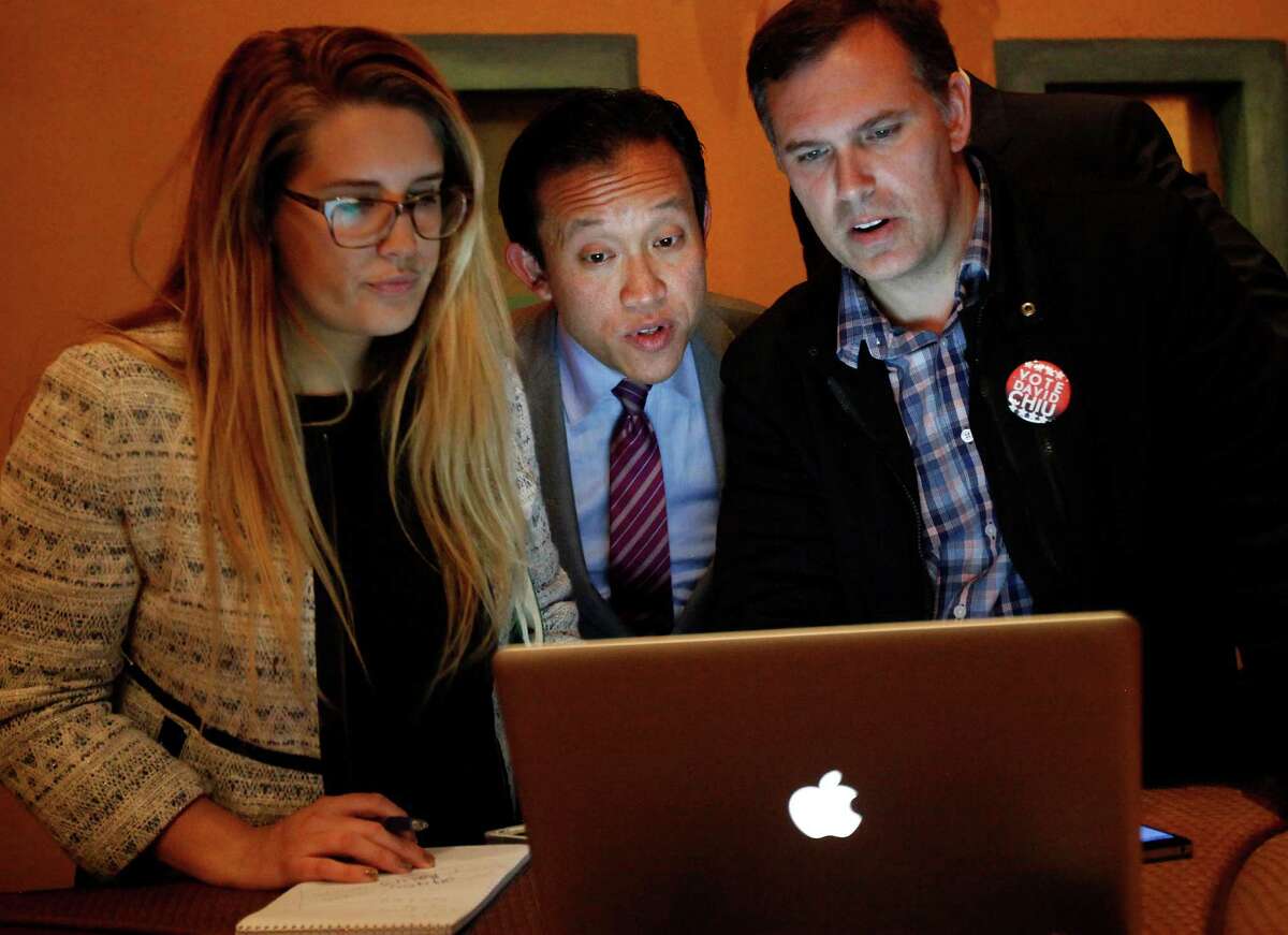 David Chiu looks over election results at his party in San Francisco on Nov. 4, 2014.