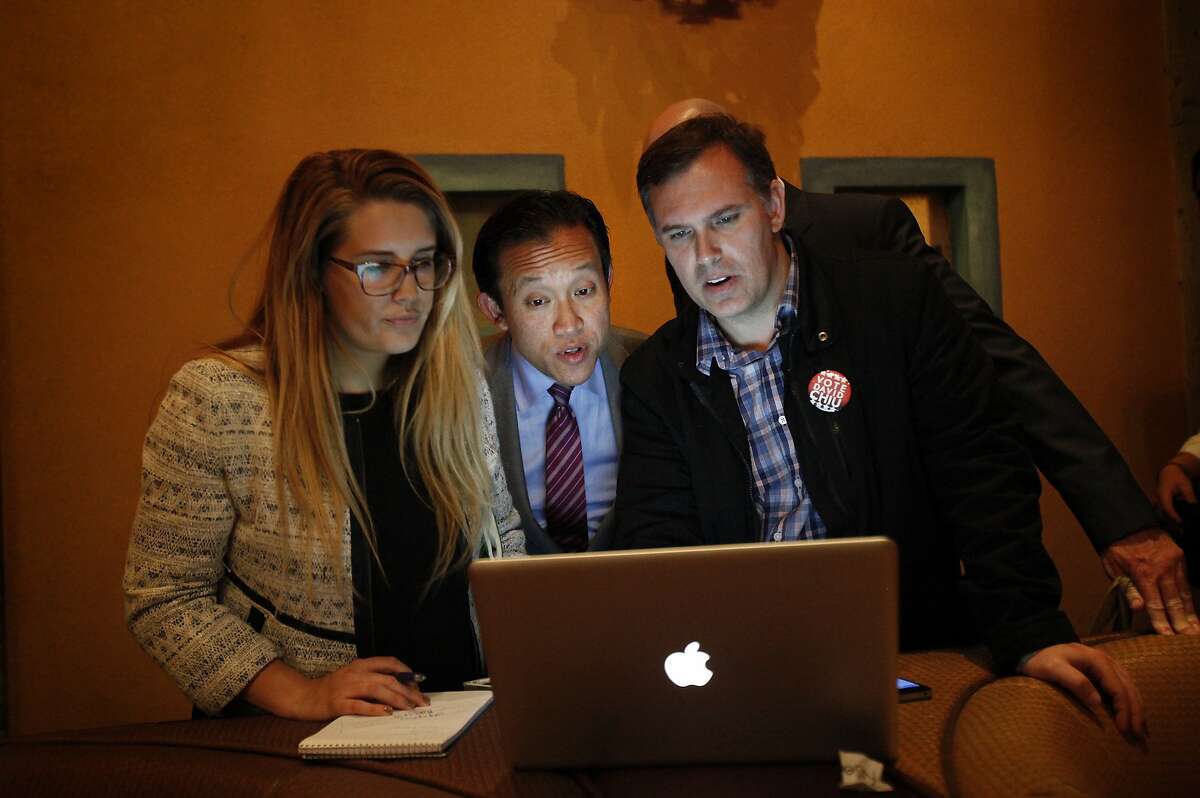 David Chiu looks over election results at his party in San Francisco, Calif., on Tuesday, November 4, 2014.