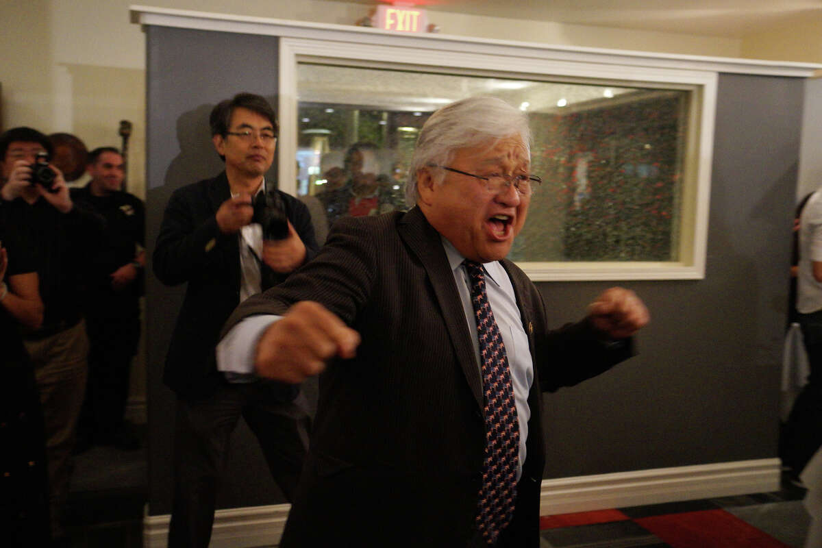 Rep. Mike Honda greets supporters at Zahir Bistro in Milpitas after his re-election in November.