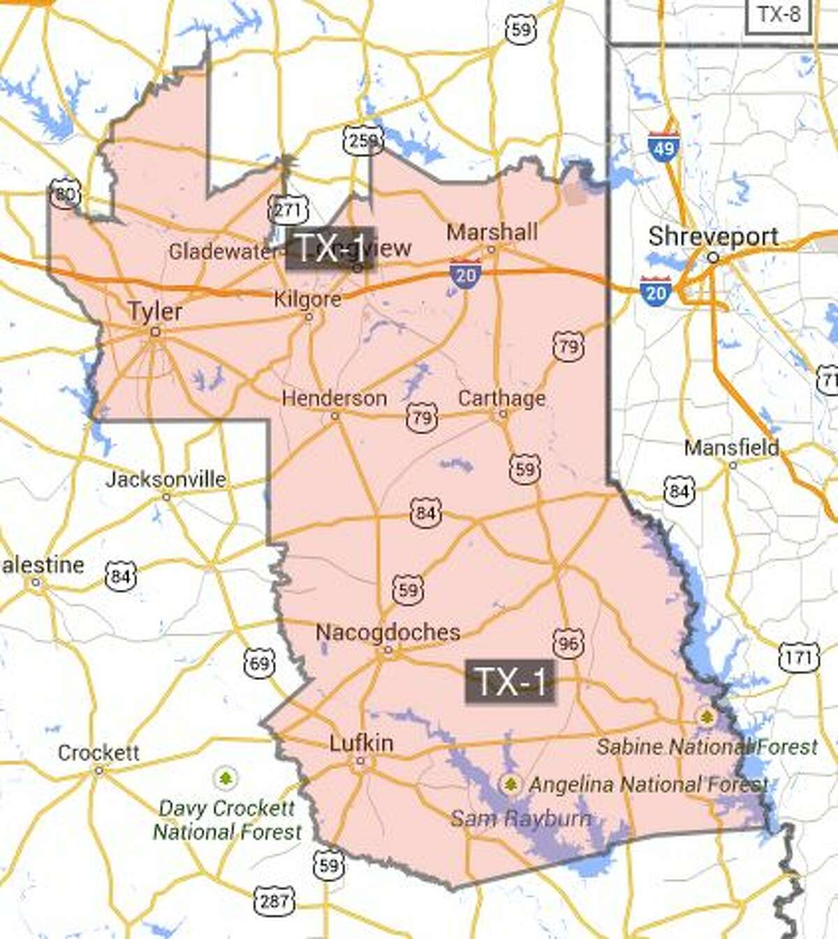 Texas congressional districts, ranked from most to least gerrymanderedHouse District: 1 Representative: Louie Gohmert-R 2014 margin of victory: 54.9 percentChallenger: Shirley McKellar-D