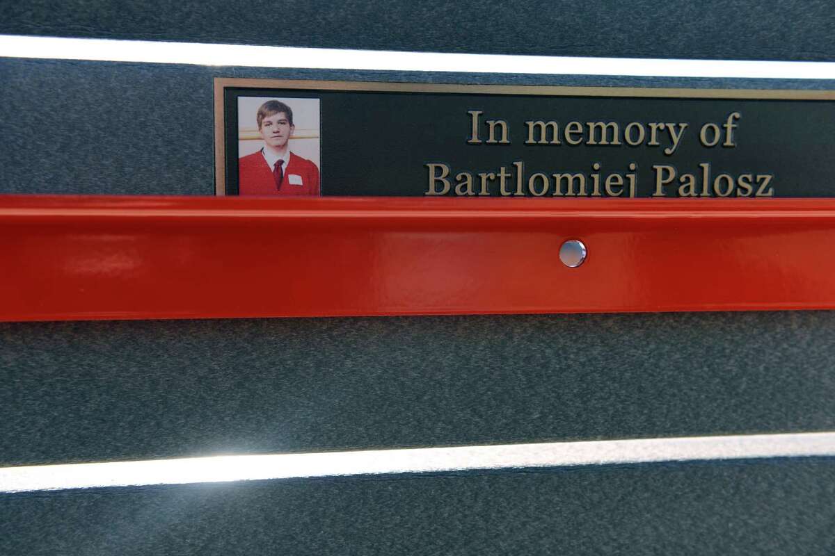 A new "buddy bench," dedicated to Bart Palosz, was unvelied at Cranbury Elementary School in Norwalk, Conn. The bench is meant to foster friendship on the playground and to serve as a reminder about the dangers of bullying.