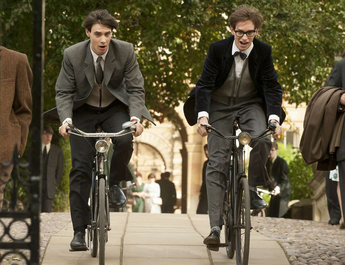 Harry Lloyd, left, stars as Brian and Eddie Redmayne stars as Stephen Hawking in Academy Award winner James Marsh's "The Theory of Everything," a Focus Features release. (Liam Daniel/Focus Features/MCT)