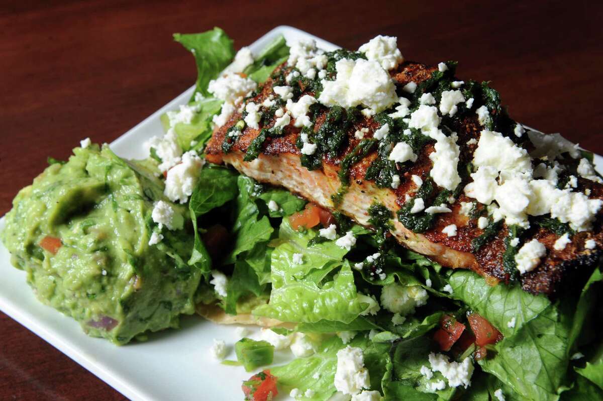 The salmon tostada at the City Line Bar and Grill on Friday Nov. 7, 2014 in Albany, N.Y. (Michael P. Farrell/Times Union)