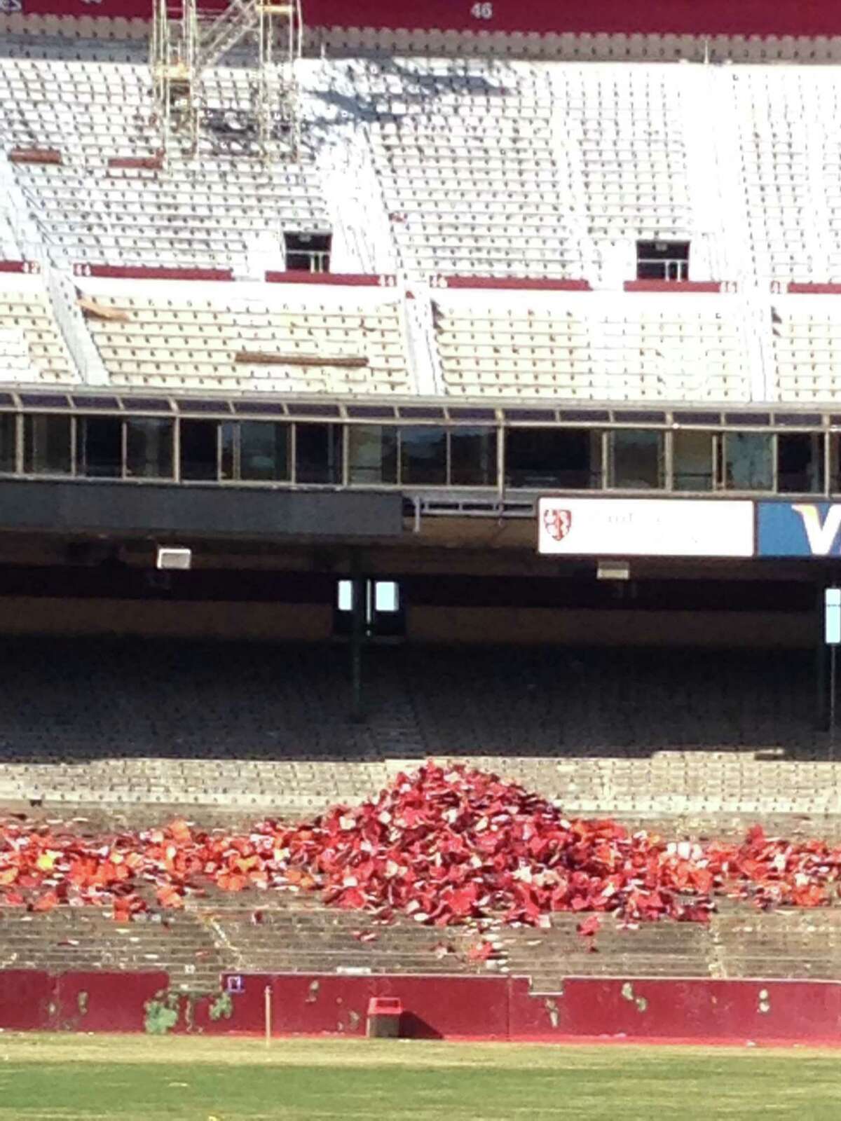 Torn-out seats at Candlestick Park