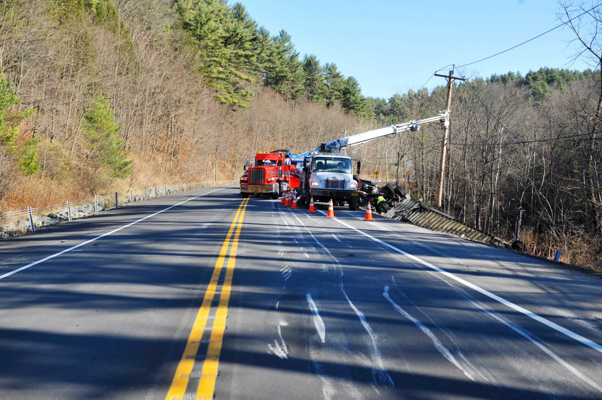 Tractortrailer driver rescued from crash into creek off Route 7 in Hoosick