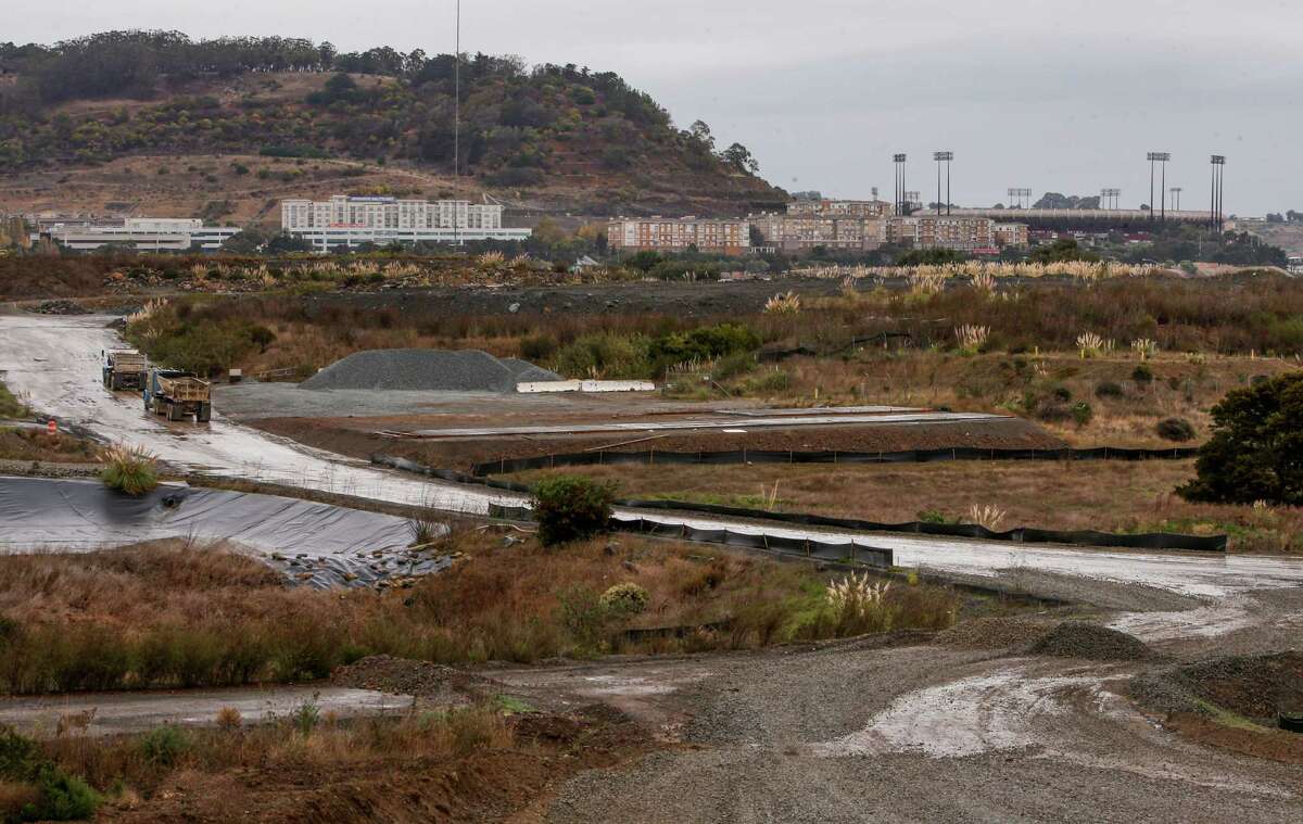 An Olympic bid by San Francisco may include a temporary stadium to seat 60,000 for the Opening and Closing Ceremonies and the track-and-field events, which could be built on the Baylands' soil-processing land along Highway 101, as seen Nov. 19, 2014, in San Francisco.