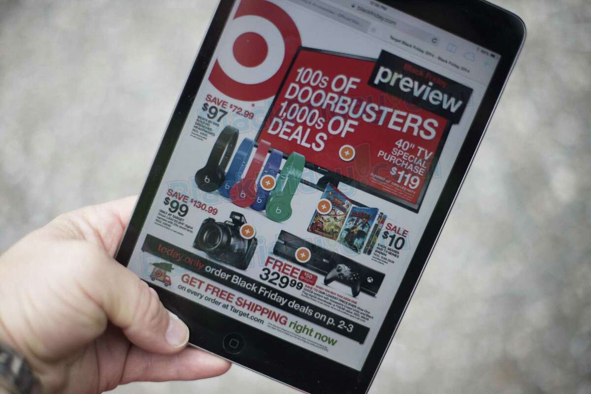 A "Black Friday" advertisement for Target is seen on an iPad in Annapolis, Maryland November 16, 2014. "Black Friday" is coming early this year to retailers, as many plan to open on November 27, Thanksgiving Day.