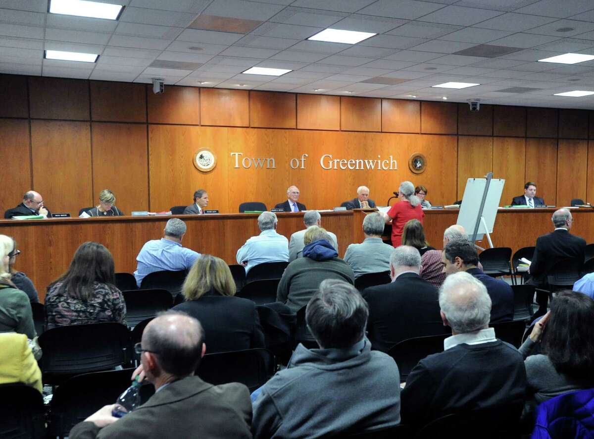 Planning and Zoning Commission meeting to consider approval of the site plan for Greenwich Reform Synagogue's new house of worship in Cos Cob, at Greenwich Town Hall, Tuesday night, Nov. 25, 2014.