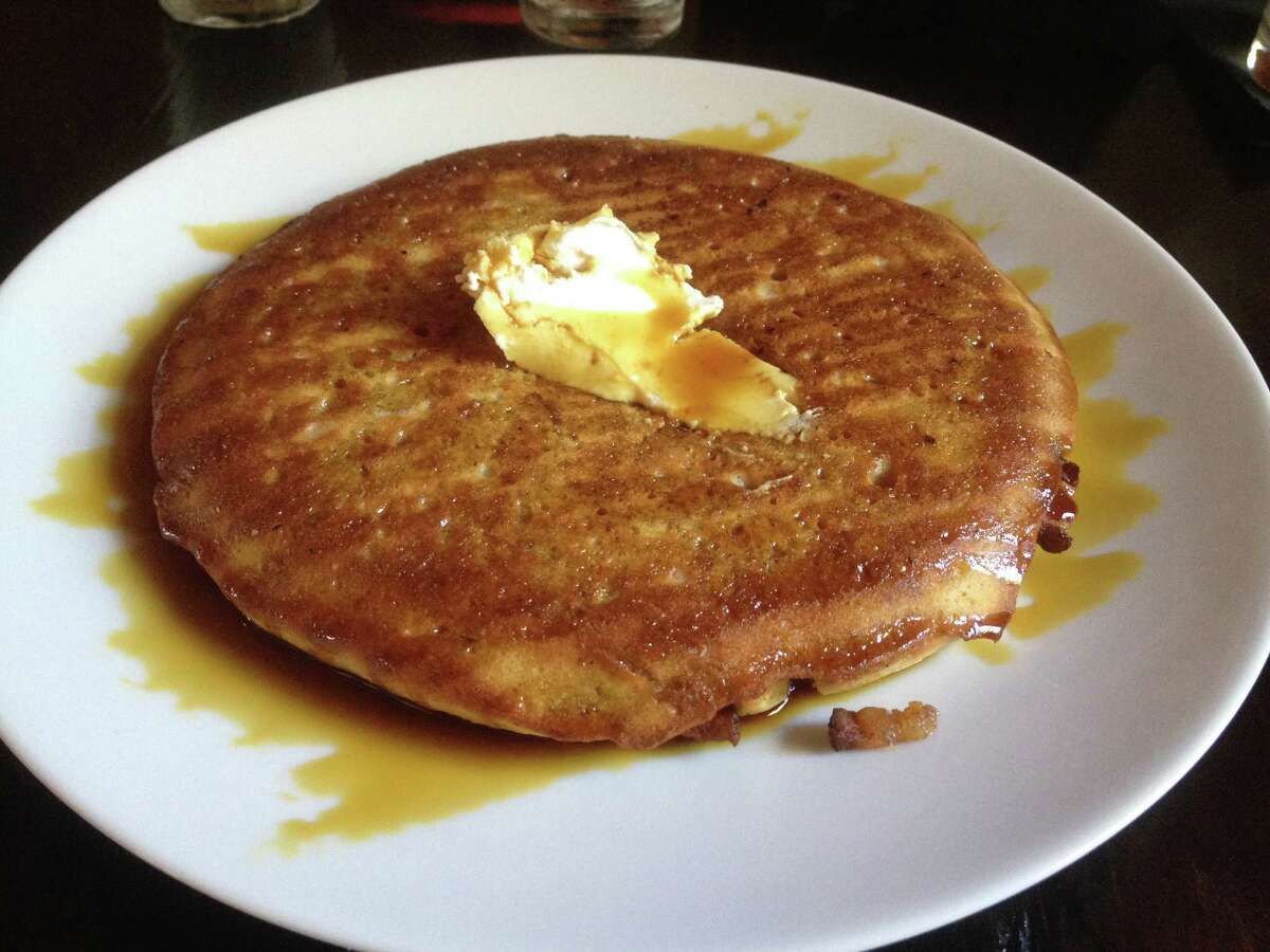 Barbaro offers a pancake with bacon goat cheese and molasses during brunch.