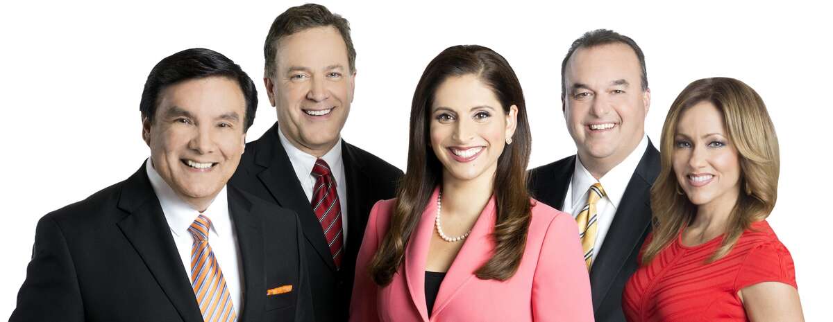 WOAI-TV anchors Randy Beamer, Evy Ramos (center) and Delaine Mathieu (far right), along with weatherman Albert Flores and sportscaster Don Harris are celebrating their second-place status in latest November 2014 ratings.