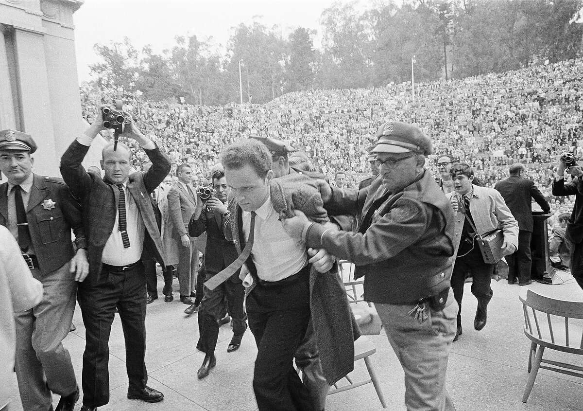 This week marks the 50th anniversary of the arrest of over 800 UC Berkeley students, including Free Speech Movement leader Mario Savio, who were protesting the campus ban on political advocacy. Over 1,000 students occupied the Sproul Hall administrative building until they were rounded up and arrested — the largest mass arrest in state history — in the wee small hours of Dec. 4, 1964.
