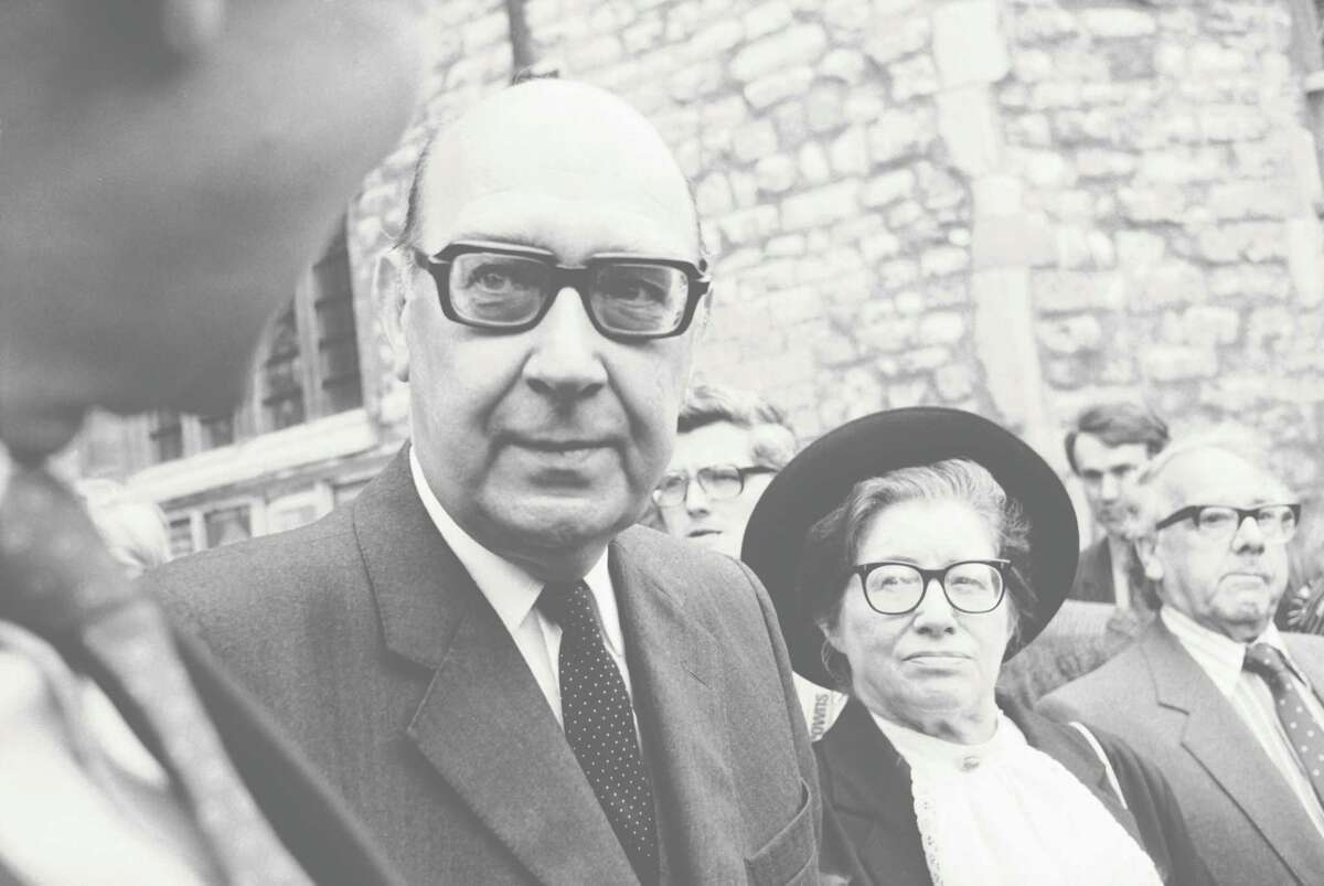 Philip Larkin with his muse and mistress Monica Jones in London in 1984.