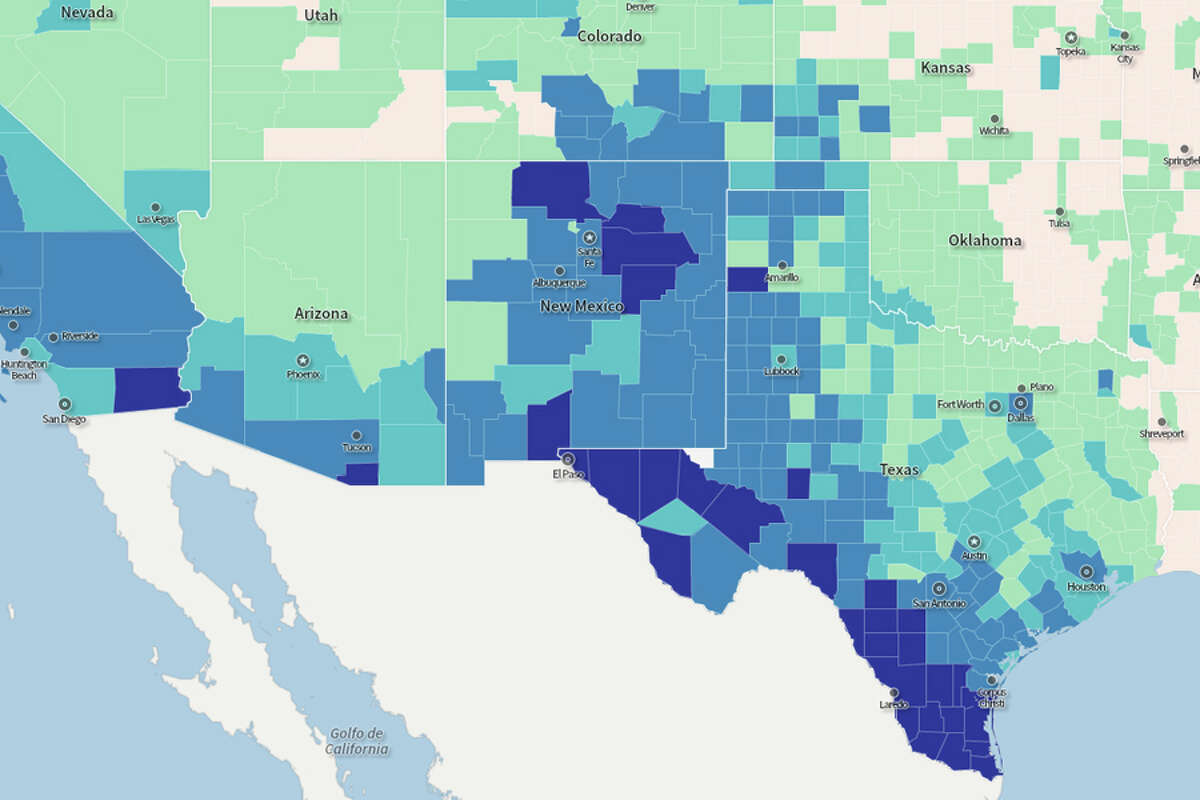 Texas counties with the highest percent Hispanic population