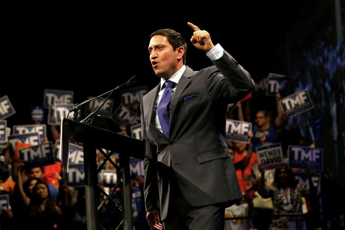 Texas State Rep. Trey Martinez Fischer speaks at the Dallas Convention Center during the Texas Democratic Convention in Dallas, Friday, June 27, 2014. (AP Photo/LM Otero)