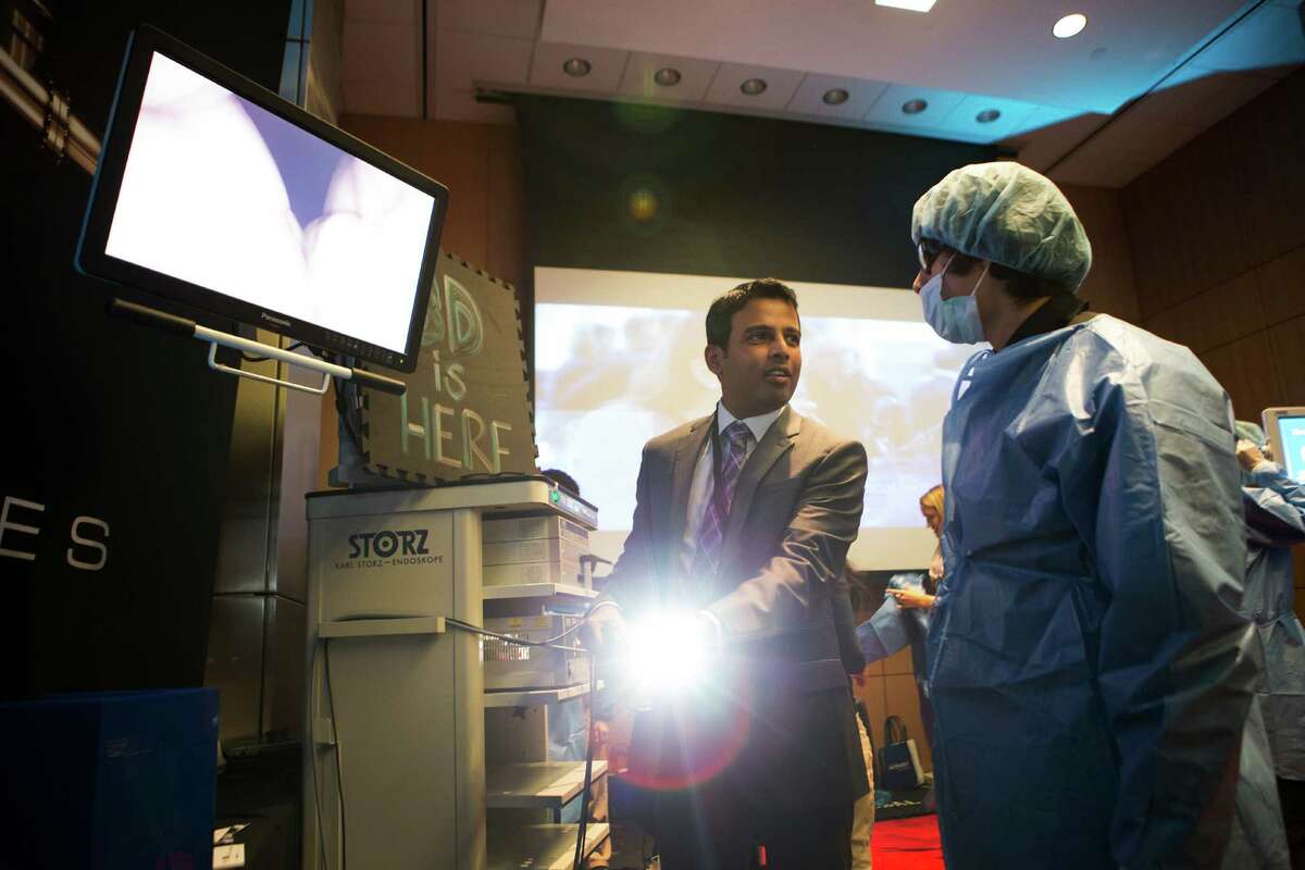 3D technology is demonstrated during the 8th Pipes and Pumps conference at Houston Methodist Research Institute on Monday, Dec. 8, 2014, in Houston. The annual conference highlights crossover technologies between the medical, oil and gas, and space industries. ( Brett Coomer / Houston Chronicle )