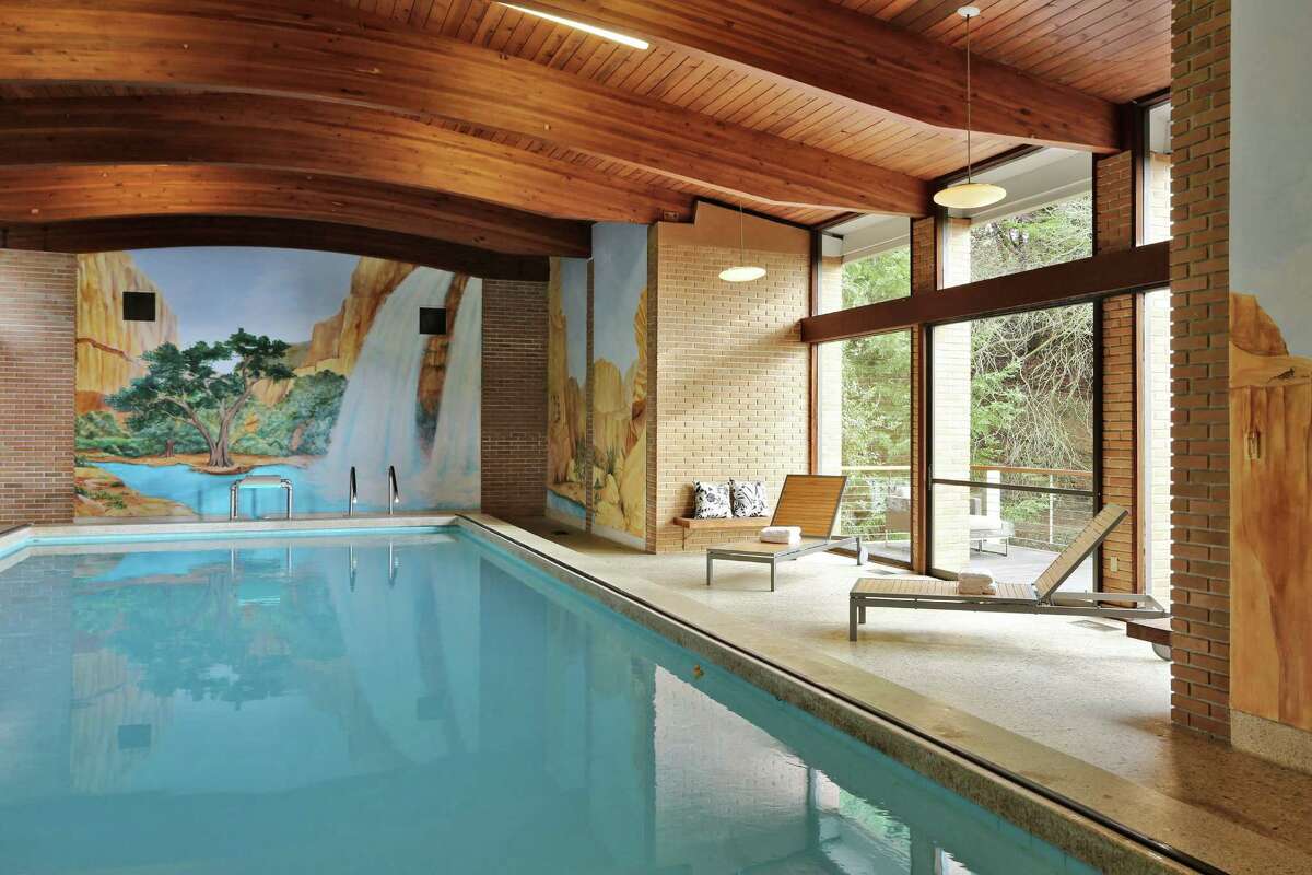 Kensington midcentury includes dramatic lines, indoor pool