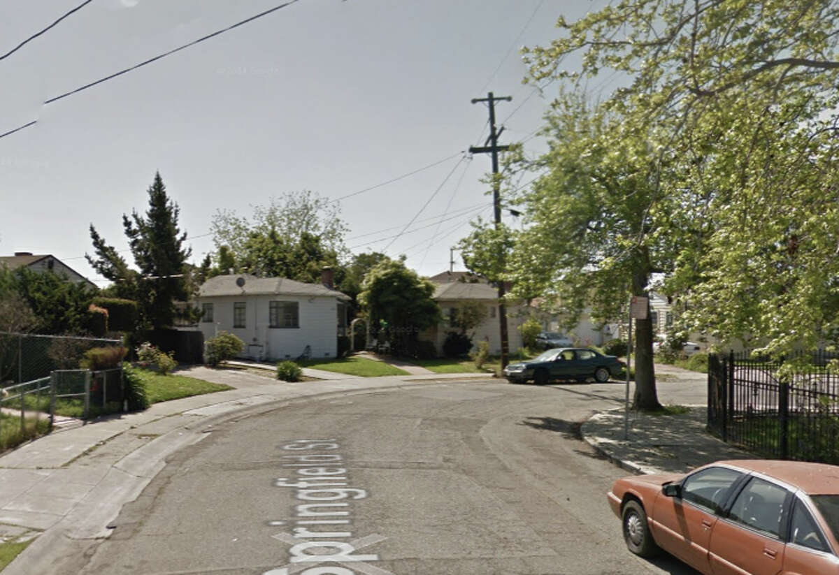 A woman was shot by San Leandro police officers on Springfield Street in Oakland, Calif.