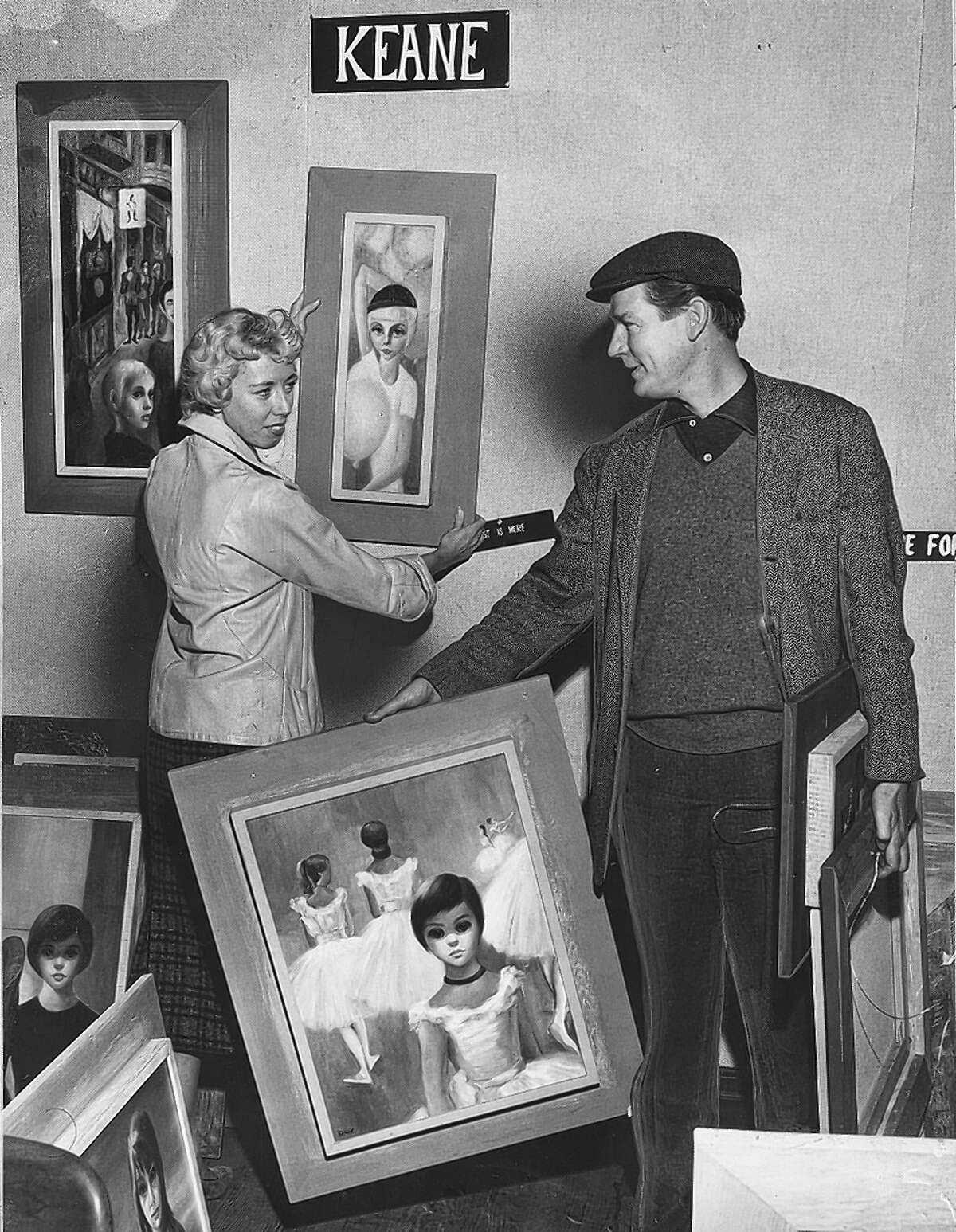 Keane’s then-husband, Walter Keane, shot to stardom by taking credit for her work. “He could charm anybody,” she says.