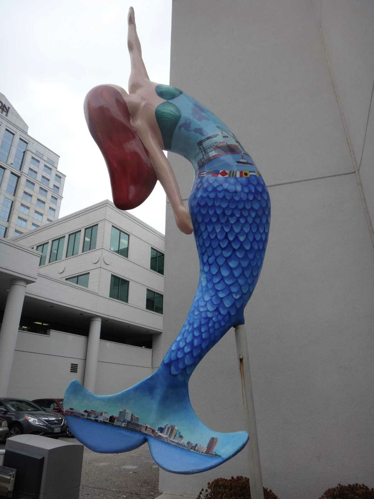 One of many “Mermaids on Parade” sculptures greets passersby around downtown Norfolk.