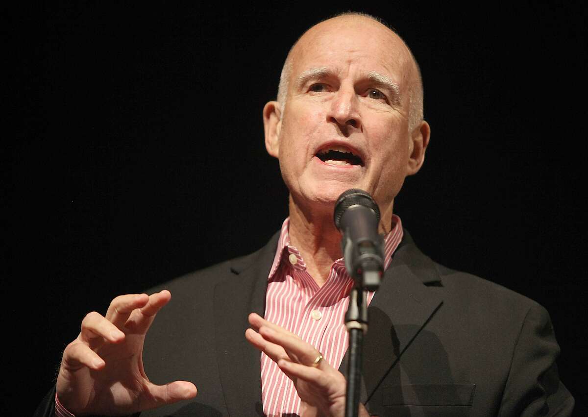 Governor Jerry Brown speaks during the California Climate Leadership Forum at the Kaiser Center in Oakland, Calif., on Monday, December 15, 2014.