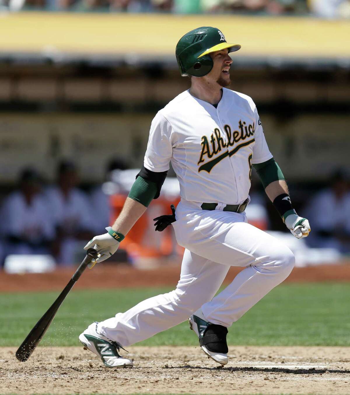 Switch-hitting infielder Jed Lowrie batted .249 with 15 homers for the A's last season.