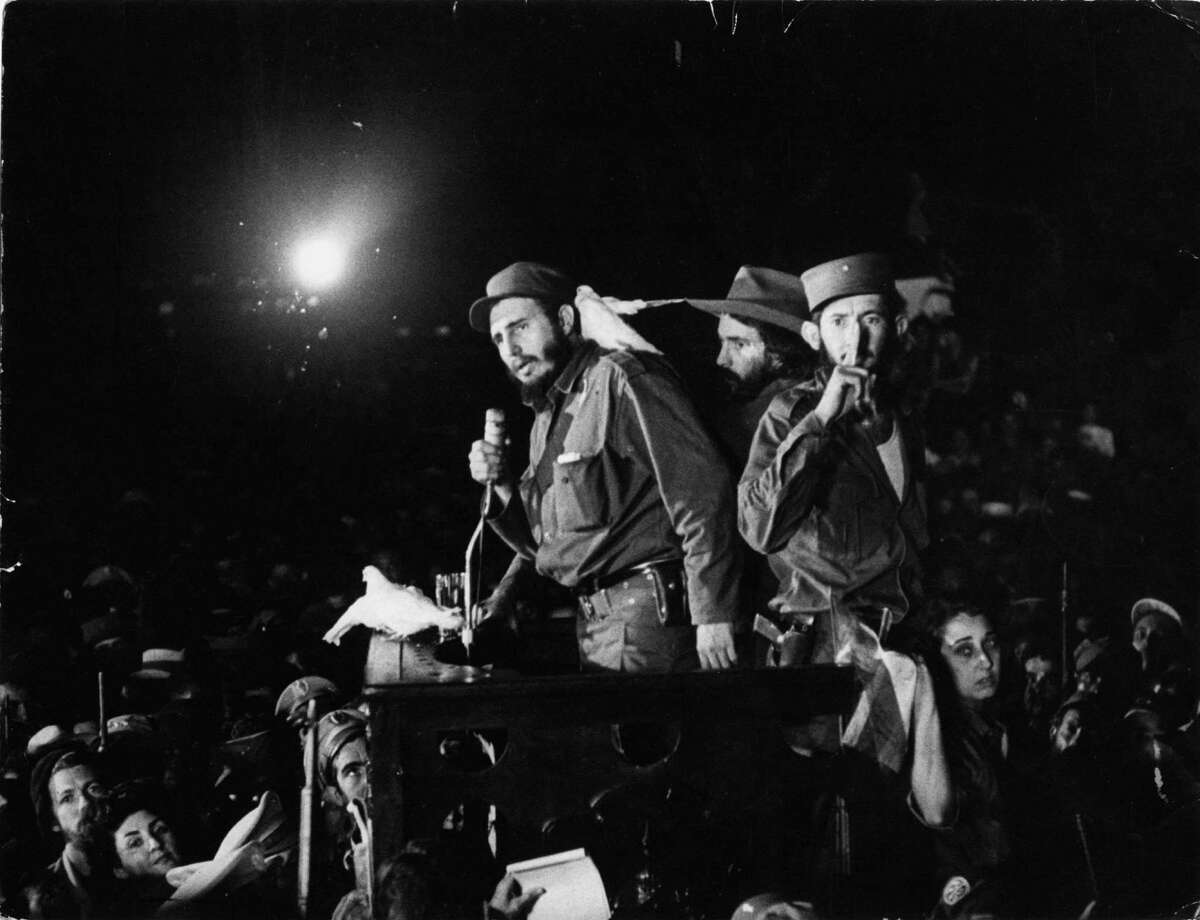 Cuba's Fidel Castro, after the Cuban revolution triumphed in 1959, speaks to supporters at the Batista military base he renamed Ciudad Libertad after dictator Fulgencio Batista fled the country.