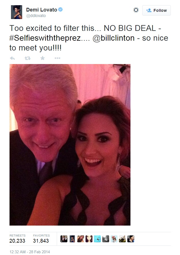 Demi Lovato and More Snap Selfies With Bill Clinton