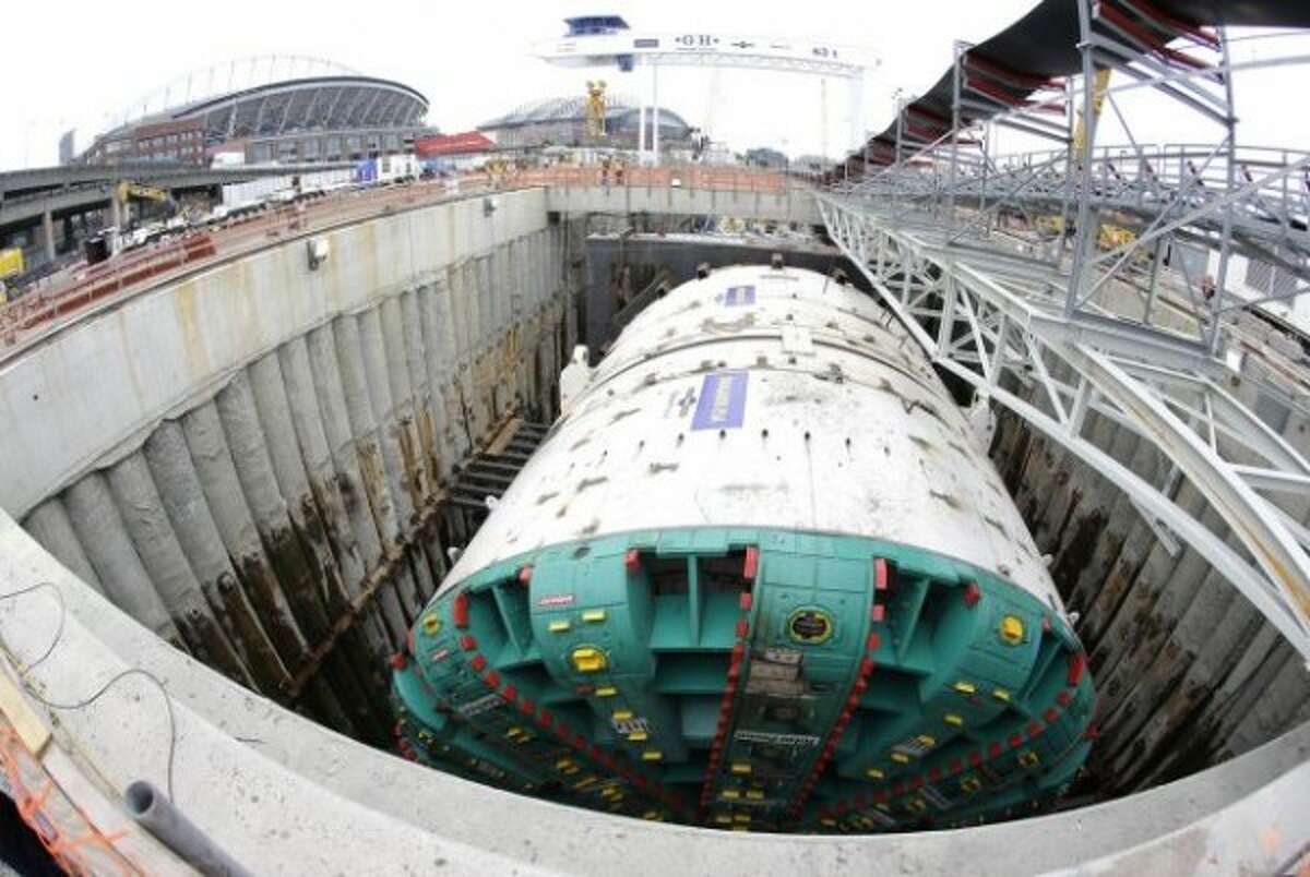 Like many big cities, Seattle made a lot of "best" and "worst" lists this year. Here's a look at the highlights and lowlights of 2014, starting with the Alaskan Way Viaduct tunnel project. The troubled dig - in which the ground is sinking around stuck tunnel machine Bertha - made U.S. Pirg's 11 biggest "highway boondoggles." Photo: Ted S. Warren, AP. 