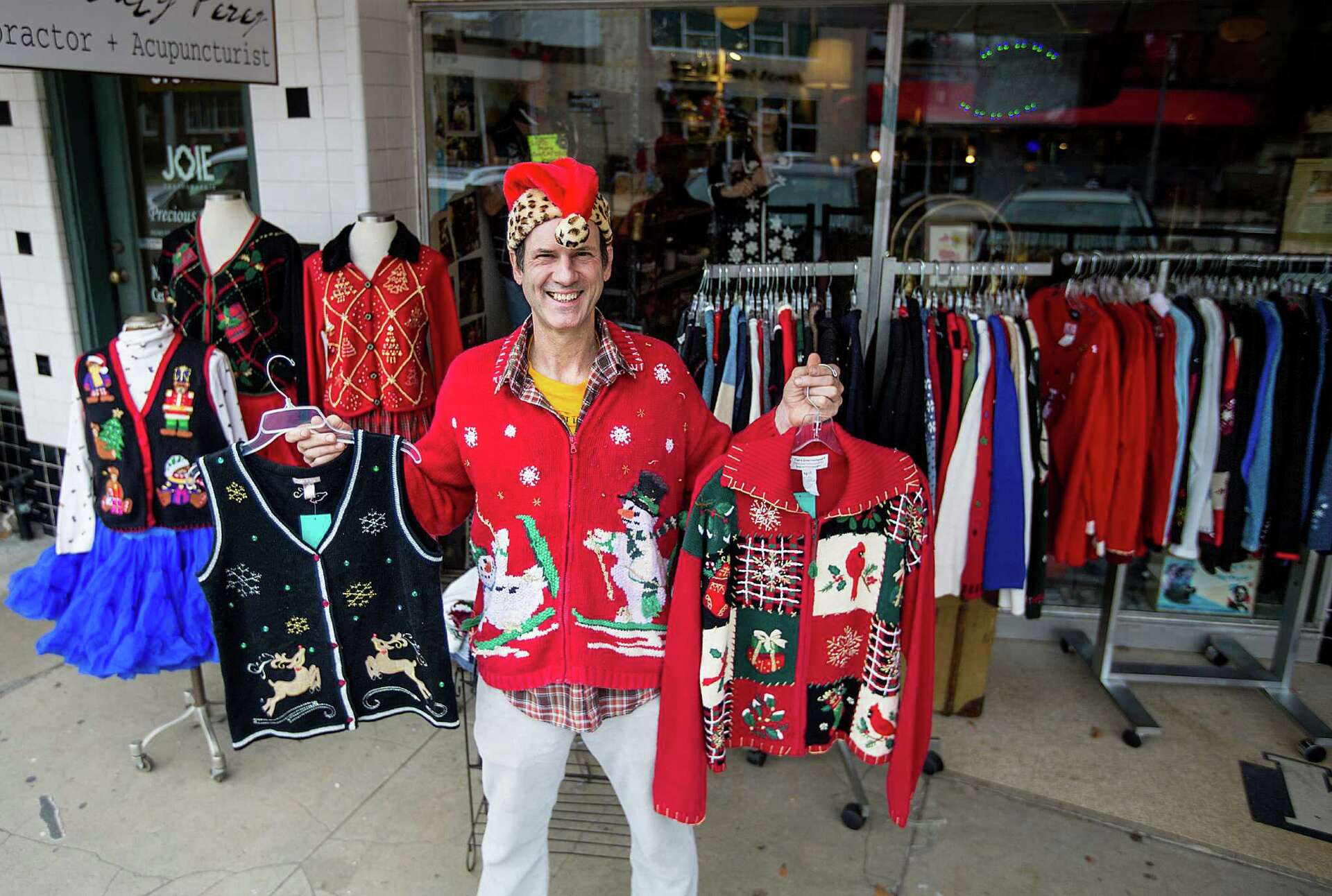 Men's Ugly Holiday Christmas Sweater - Beer Holder With Santa Riding Reindeer