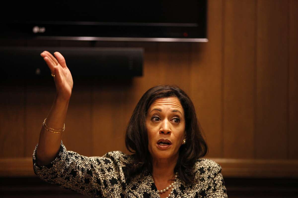 California Attorney General Kamala Harris addreses The Chronicle's editorial board at the newspaper's offices on September 18, 2014.