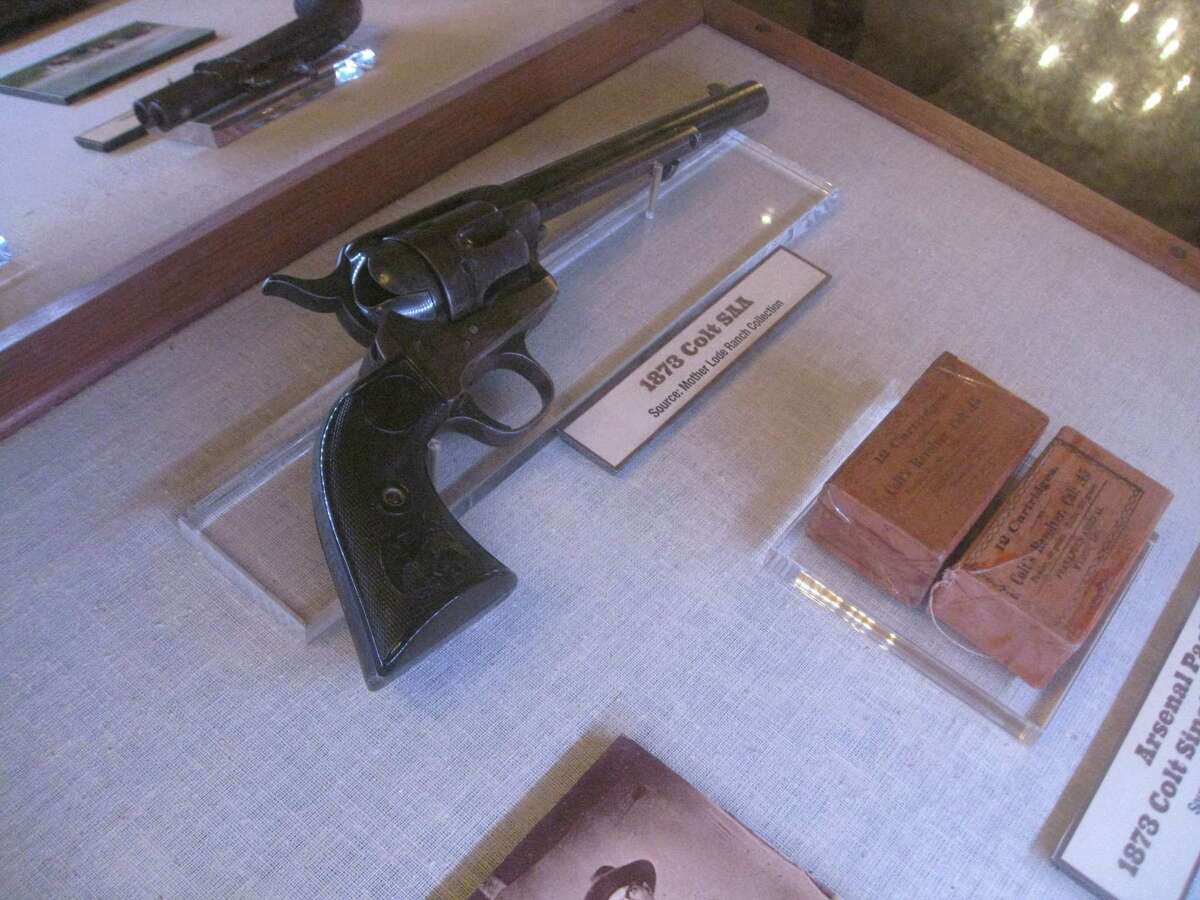 This 1873 Colt SAA was a common pistol of the era. In Texas, it would have been illegal for anyone who was not a peace officer or other official to carry such a gun under an 1871 prohibition on pistols that is still on the law books today. The pistol was photographed at the Alamo's current exhibit "Firearms of the Texas Frontier: 1836-1876."