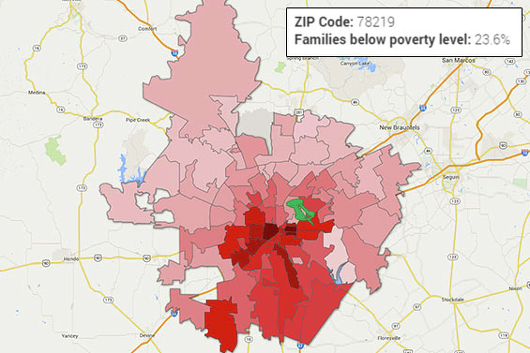 Zip Code Map San Antonio San Antonio's High-Poverty Zip Codes Fall Closer To Downtown, South Bexar  County