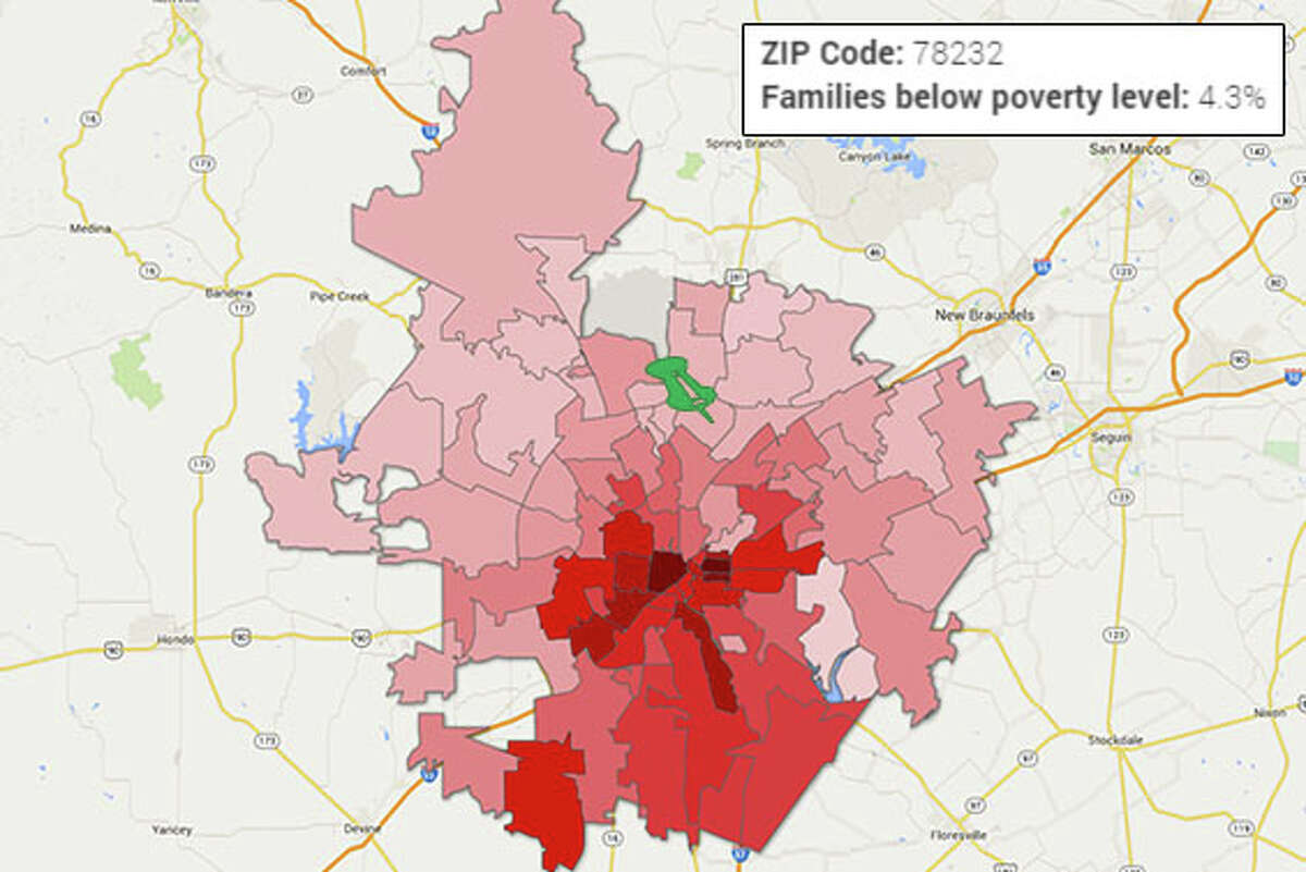 San Antonio’s highpoverty ZIP codes fall closer to downtown, south