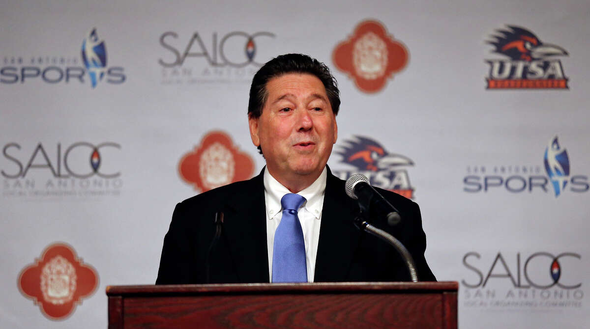 San Antonio Sports President & CEO Russ Bookbinder speaks during a press conference on Nov. 14, 2014, at Aldaco’s in Sunset Station. San Antonio will be the site for the 2018 NCAA Men’s Final Four.