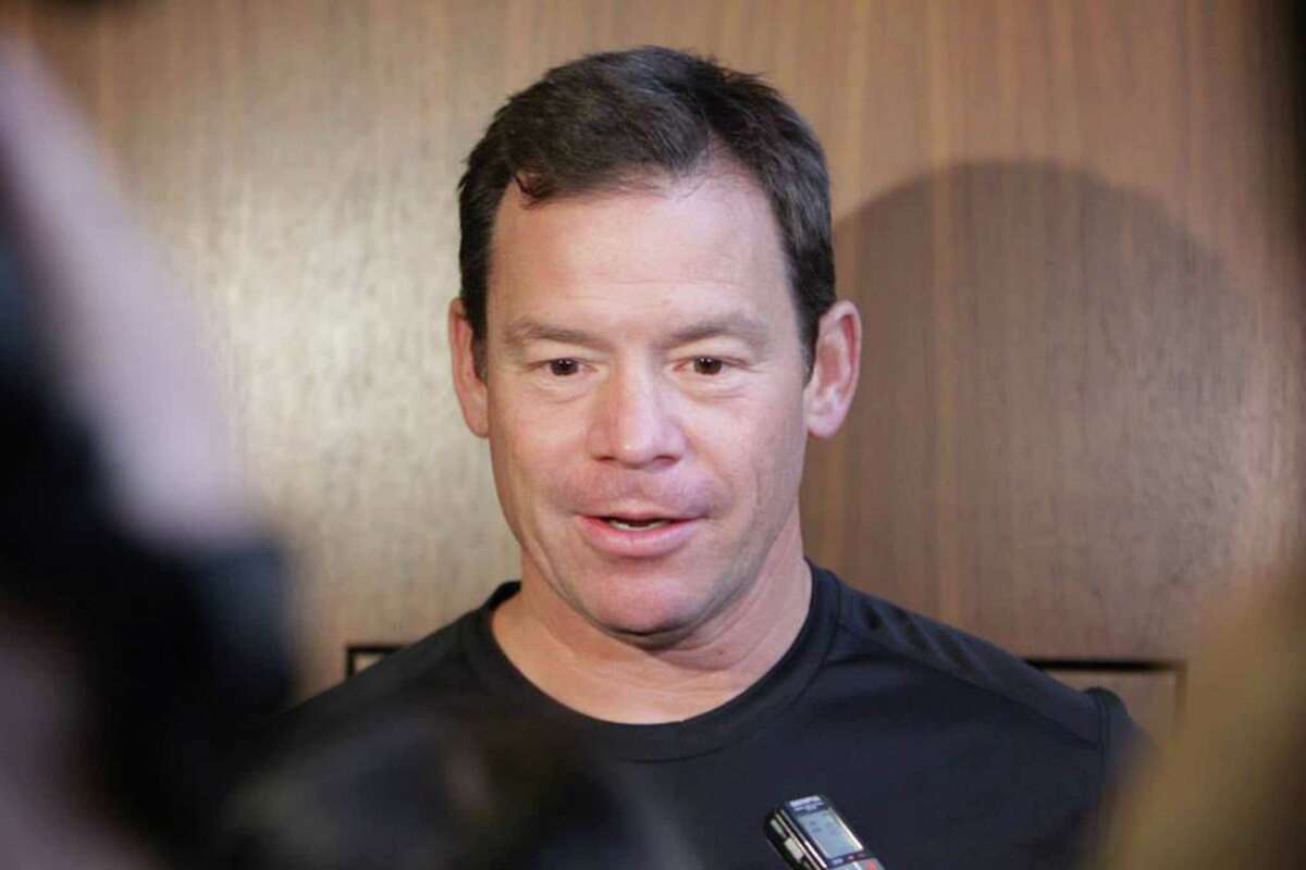 UCLA head coach Jim Mora talks to reporters after the Bruins arrived in San Antonio on Sunday, December 28, 2014. UCLA will play Kansas State Jan. 2 in the Valero Alamo Bowl. Courtesy photo