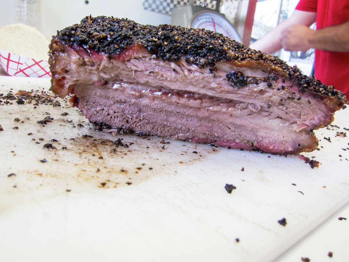 A cross-section of brisket from Wesley Jurena's Pappa Charlies Barbeque trailer.