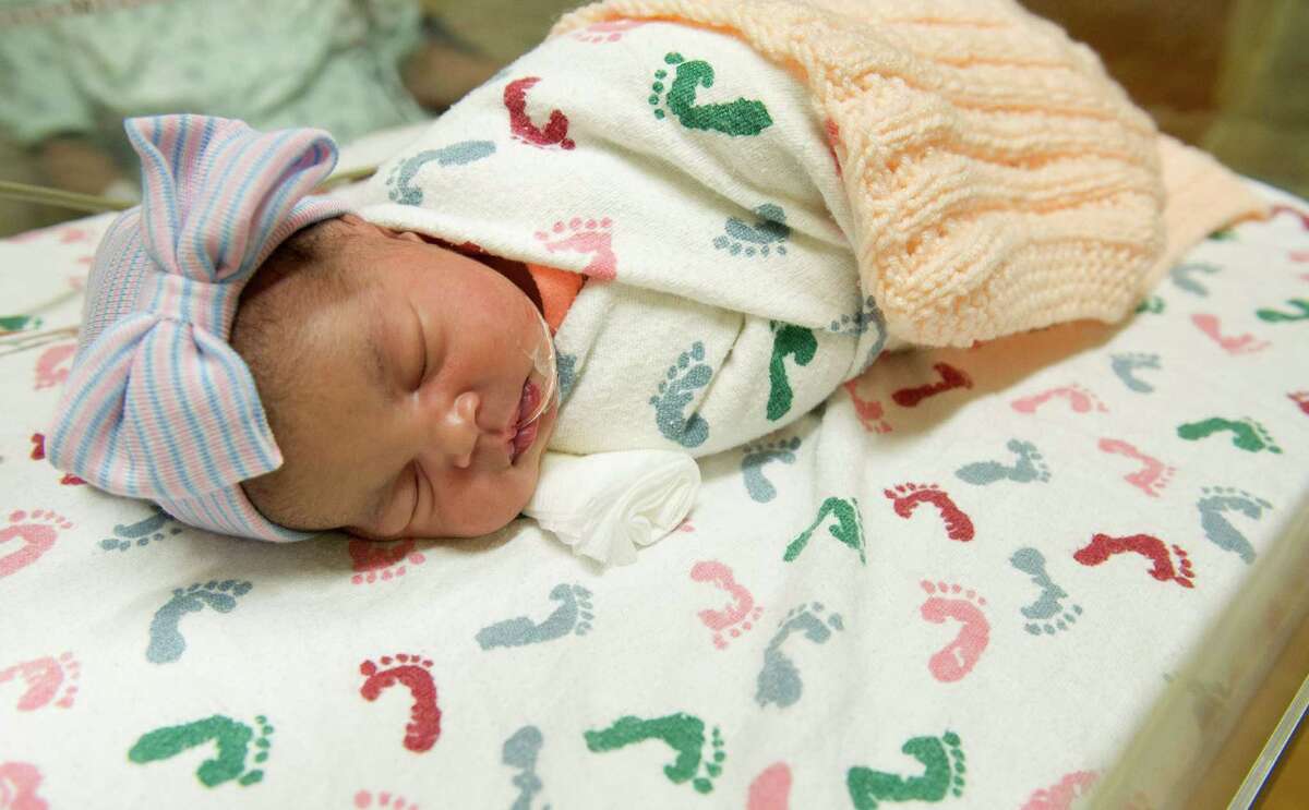 Juliana Maria Merina, on Thursday, January 1, 2015, who was born on New Year's Day at 12:48 a.m. and was the first baby born in Stamford in the new year.