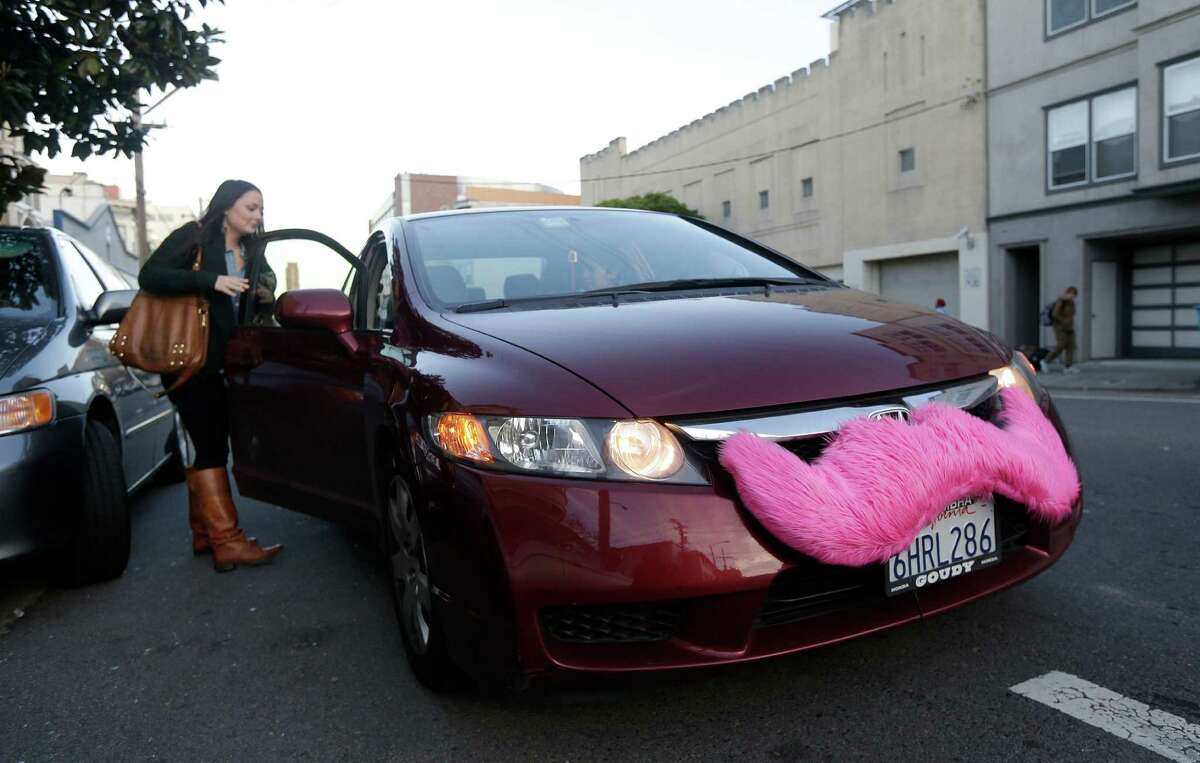 Take a look at the most popular ride sharing destination in Houston.  Lyft passenger Christina Shatzen gets into a car driven by Nancy Tcheou, in San Francisco on Jan. 4, 2013.