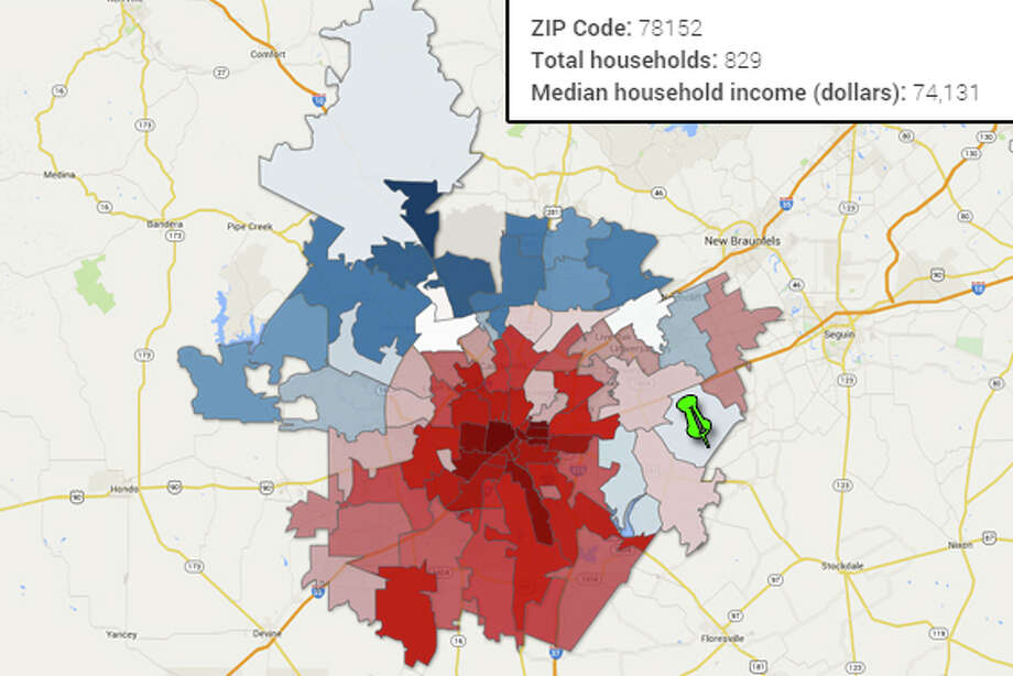 Median household in Bexar County by ZIP code San Antonio
