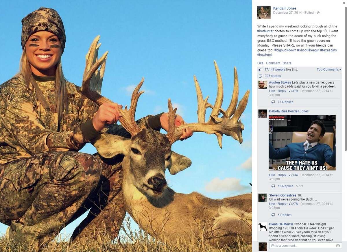 Kendall Jones, a Texas Tech University cheerleader with a history of attracting online scorn for her myriad hunting escapades, is once again drawing online ire from critics over her "Hot Hunter" contest.