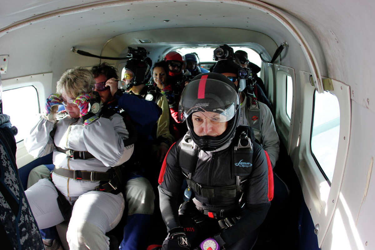 Houston Mayor Annise Parker goes on a tandem skydive at Skydive Spaceland near Rosharon in January 2015. | Photo by Office of the Mayor