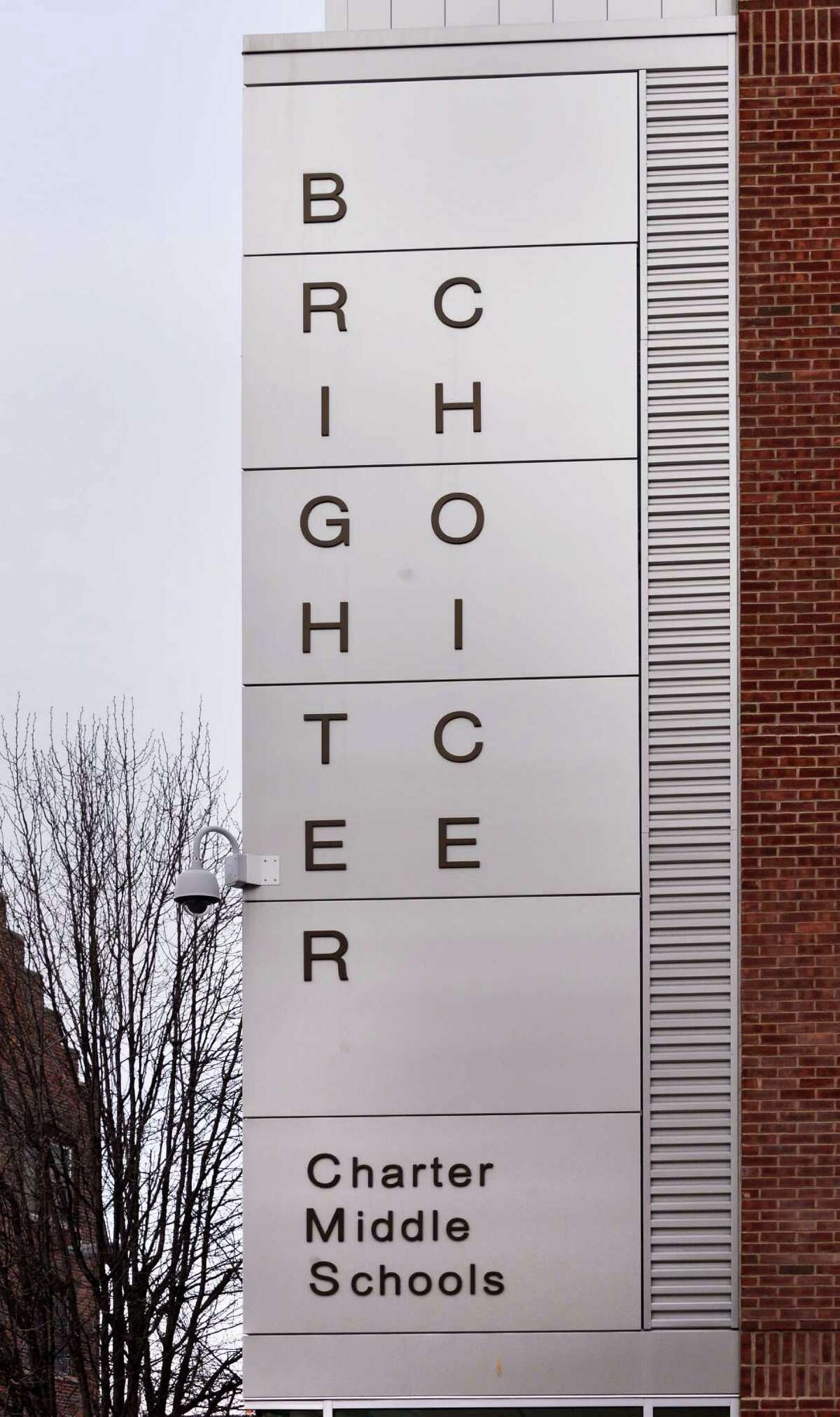 Sign on the Brighter Choice Charter Middle Schools in Albany Friday Jan. 25, 2013. (John Carl D'Annibale / Times Union)