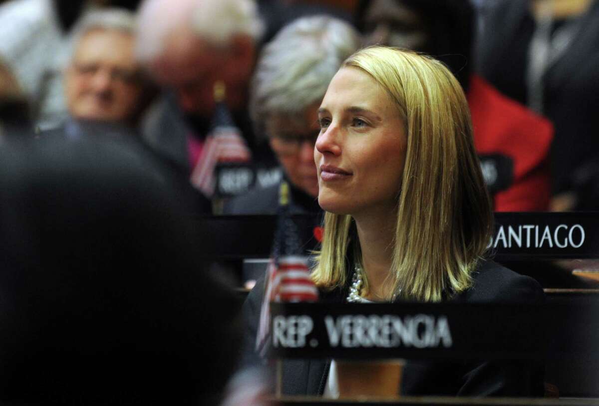 One of Stamford's two newest members of the legislative delegation, Caroline Simmons, Wednesday, Jan. 7, 2015, on the opening day of the 2015 legislative session at the Capital in Hartford, Conn.