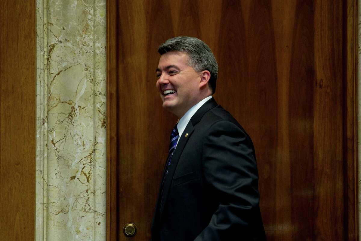 Senator Cory Gardner, a Republican from Colorado, smiles before a Senate Energy and Natural Resources Committee business meeting to markup an original bill to approve the Keystone XL pipeline in Washington, D.C., U.S., on Thursday, Jan. 8, 2015. Senate Majority Leader Mitch McConnell has vowed to make Keystone the first bill passed in 2015. House Speaker John Boehner also plans to push a bill. Photographer: Andrew Harrer/Bloomberg *** Local Caption *** Cory Gardner