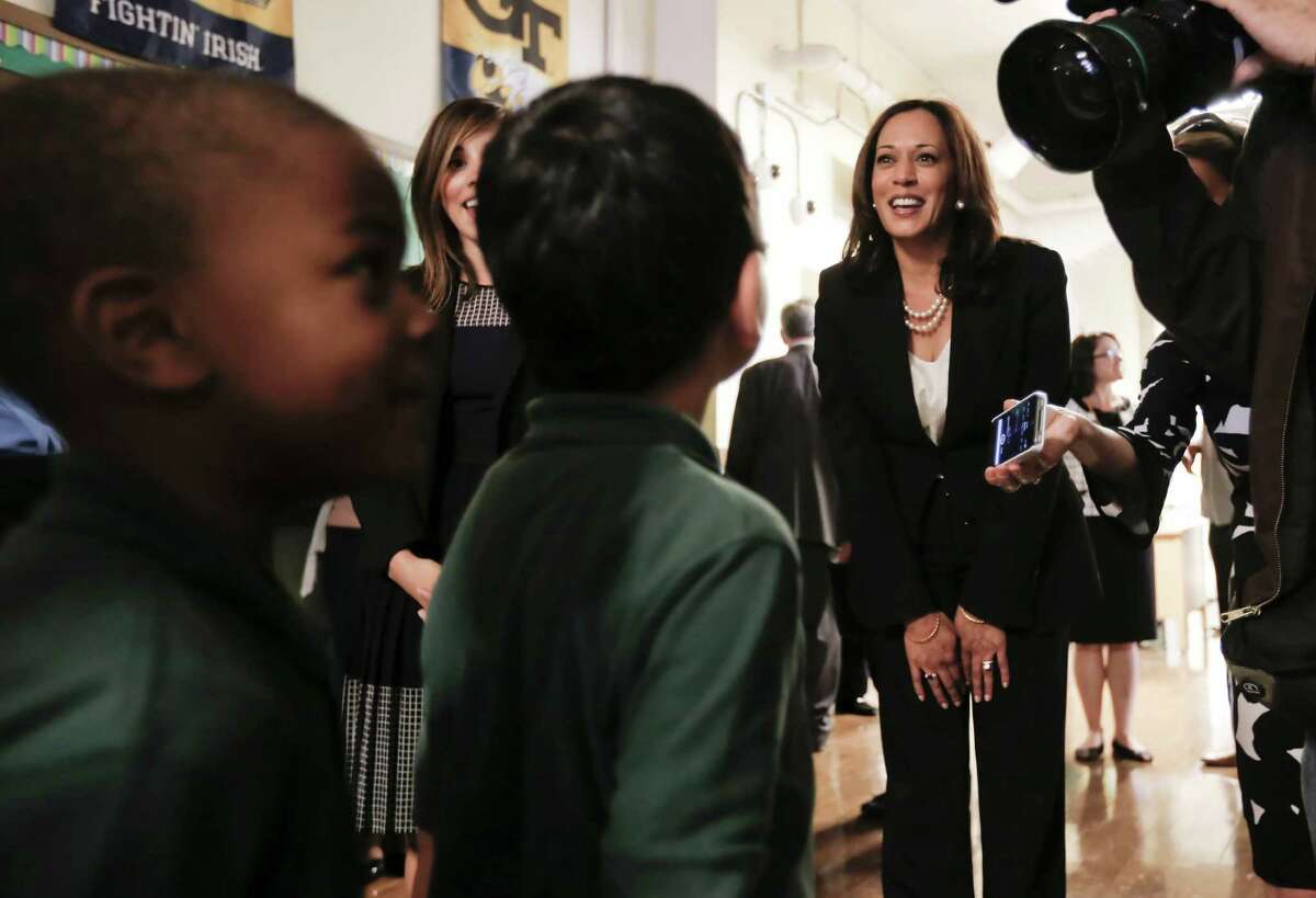 California State Attorney General Kamala Harris (center) is among the top two names on the Democrats’ list to run for Sen. Barbara Boxer’s seat.