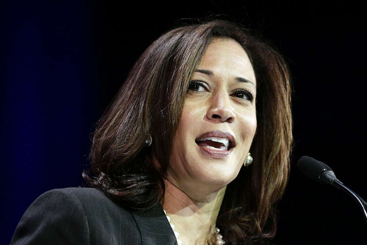FILE - In this March 8, 2014, file photo, California Attorney General Kamala Harris speaks during a general session at the California Democrats State Convention in Los Angeles. Barbara Boxer announced Thursday, Jan. 8, 2015, that she will not seek re-election in 2016. Among likely Democratic candidates are Harris and Lt. Gov. Gavin Newsom, both of whom cruised to re-election last fall. Each offered statements Thursday praising Boxer's tenure, which will end in two years, but did not say if they will run in 2016. (AP Photo/Jae C. Hong, File)