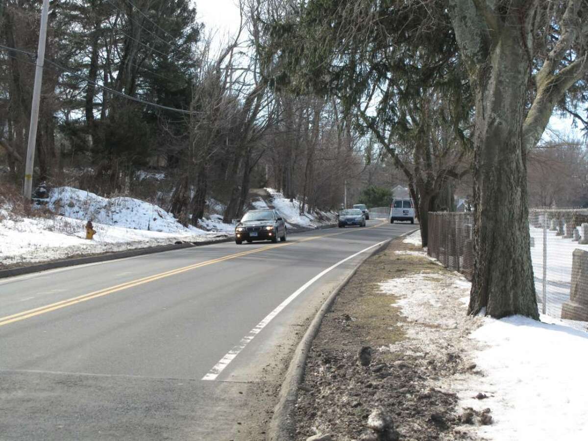 The hit and run took place in the area pictured above, on Hoyt Street near St. John's Cemetery, at about 2:30 p.m. on Saturday.