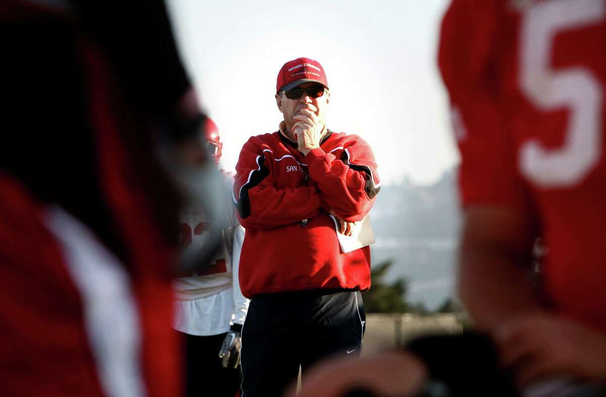 City College of San Francisco's football coach, George Rush during practice in San Francisco, Ca., on Wednesday December 7, 2011. Rush announced his retirement Friday.