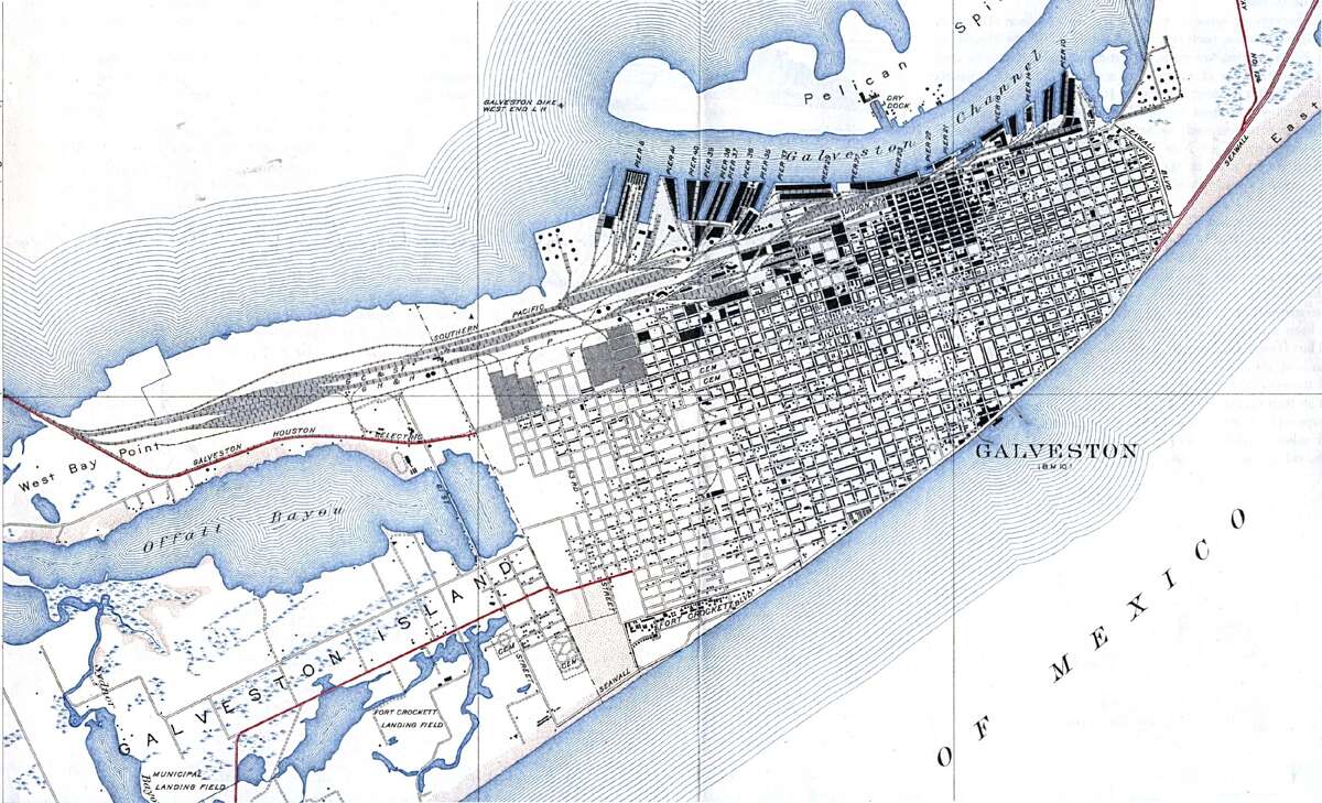 Looking at historical maps of Houston, Galveston