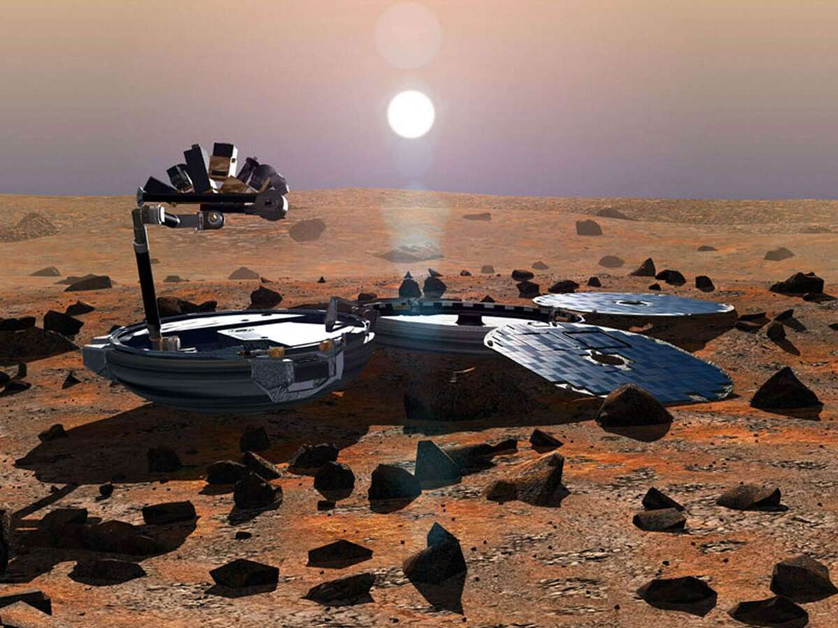 This is what the Beagle-2 was supposed to look like at work on the surface of Mars.